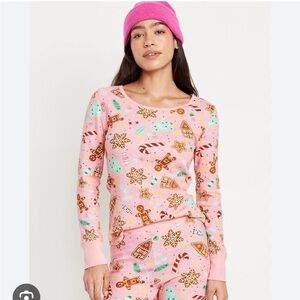 Women’s Pink Gingerbread waffle knit Pajama set